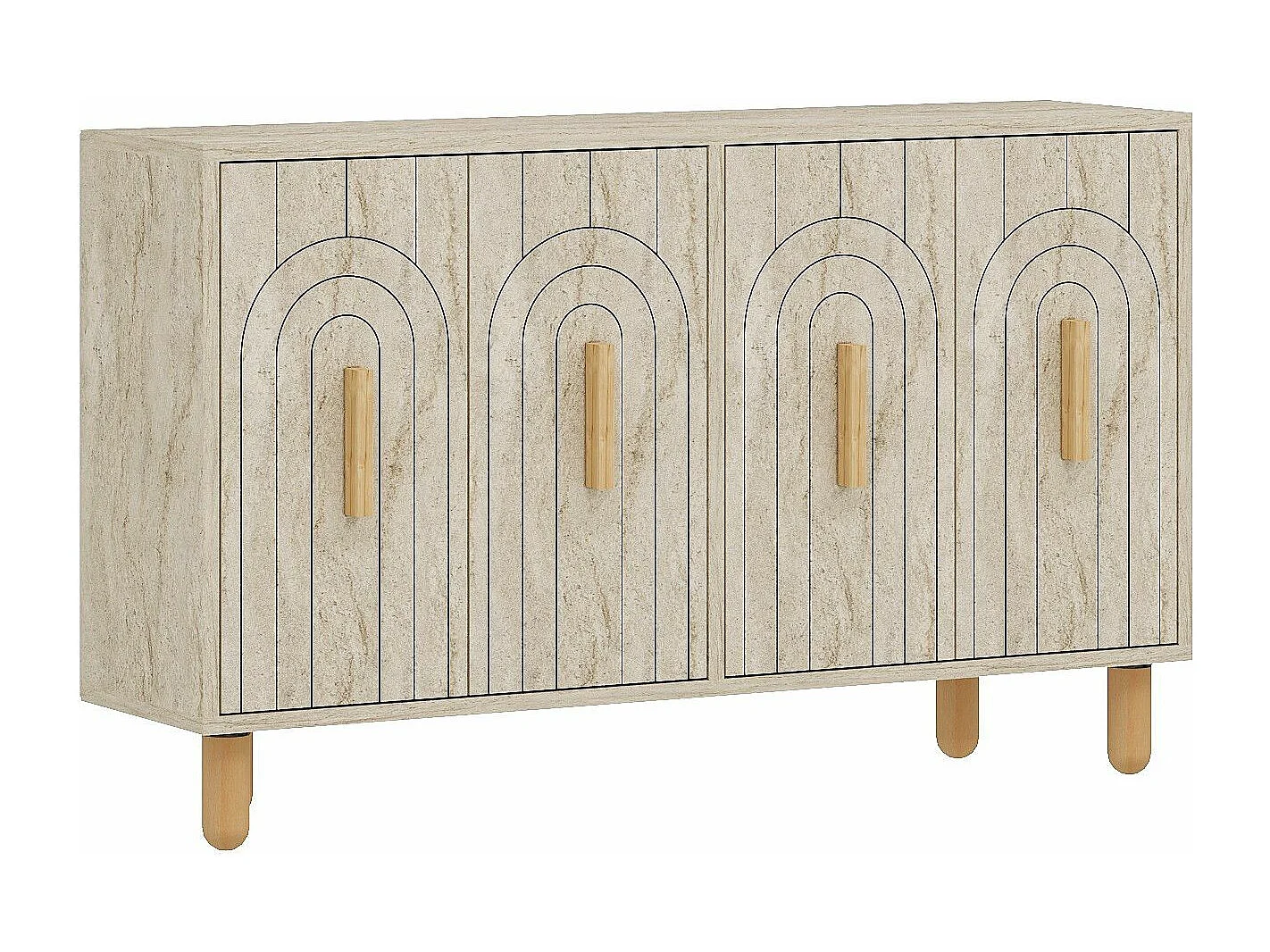 Buffet design 4 portes battantes Stivi L120cm Effet travertin beige