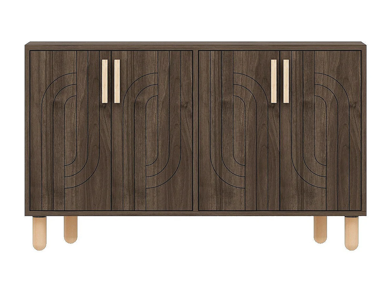 Buffet design 4 portes battantes Cerka L120cm Bois foncé
