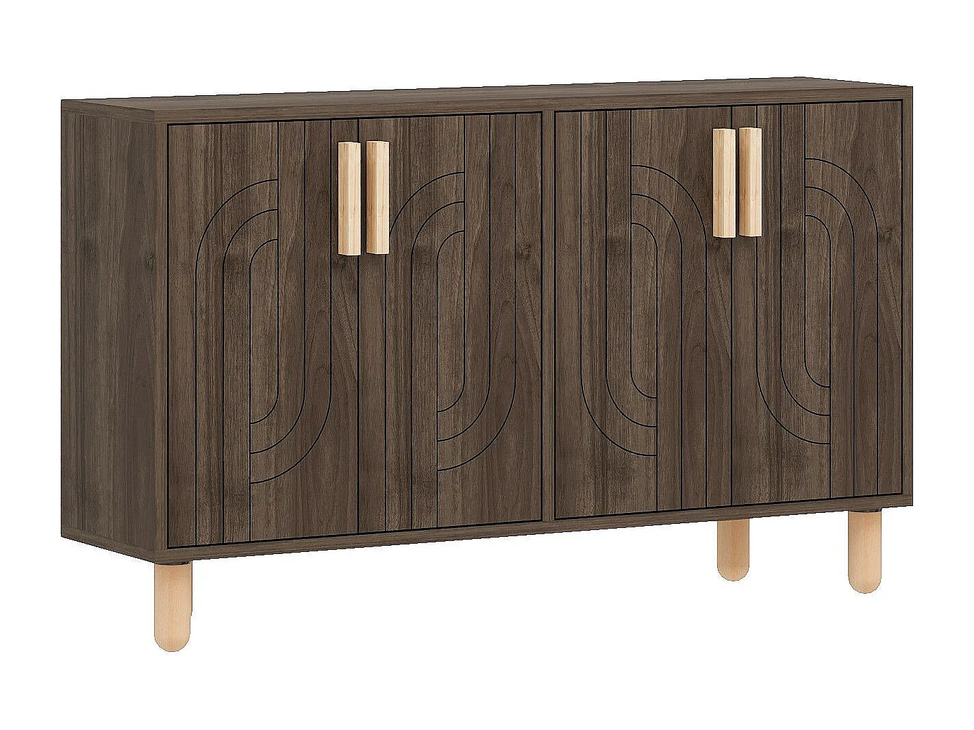 Buffet design 4 portes battantes Cerka L120cm Bois foncé