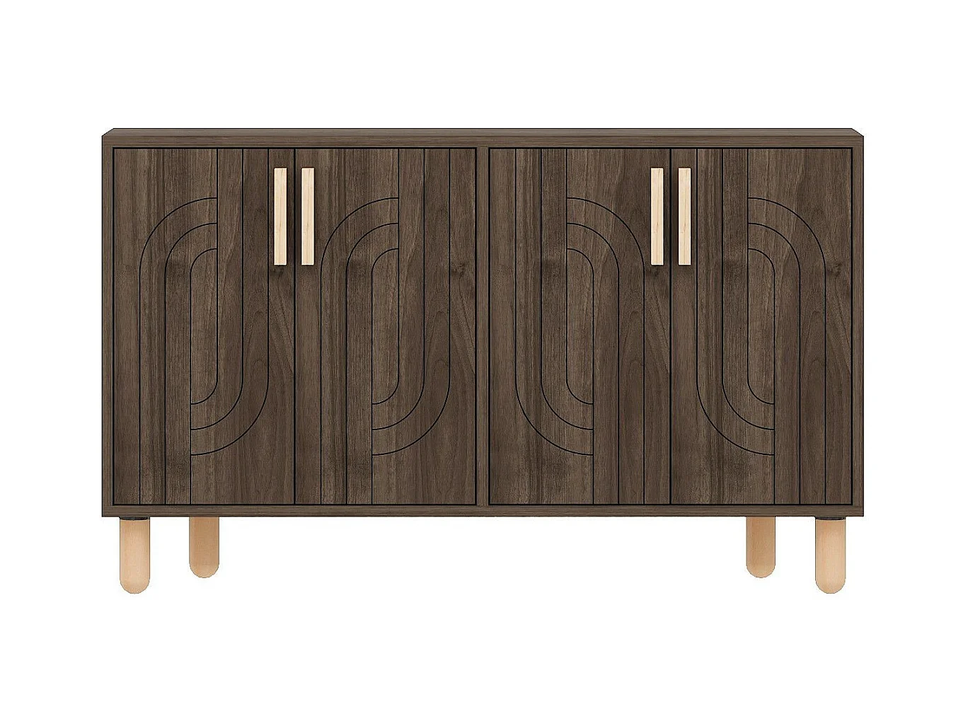 Buffet design 4 portes battantes Cerka L120cm Bois foncé