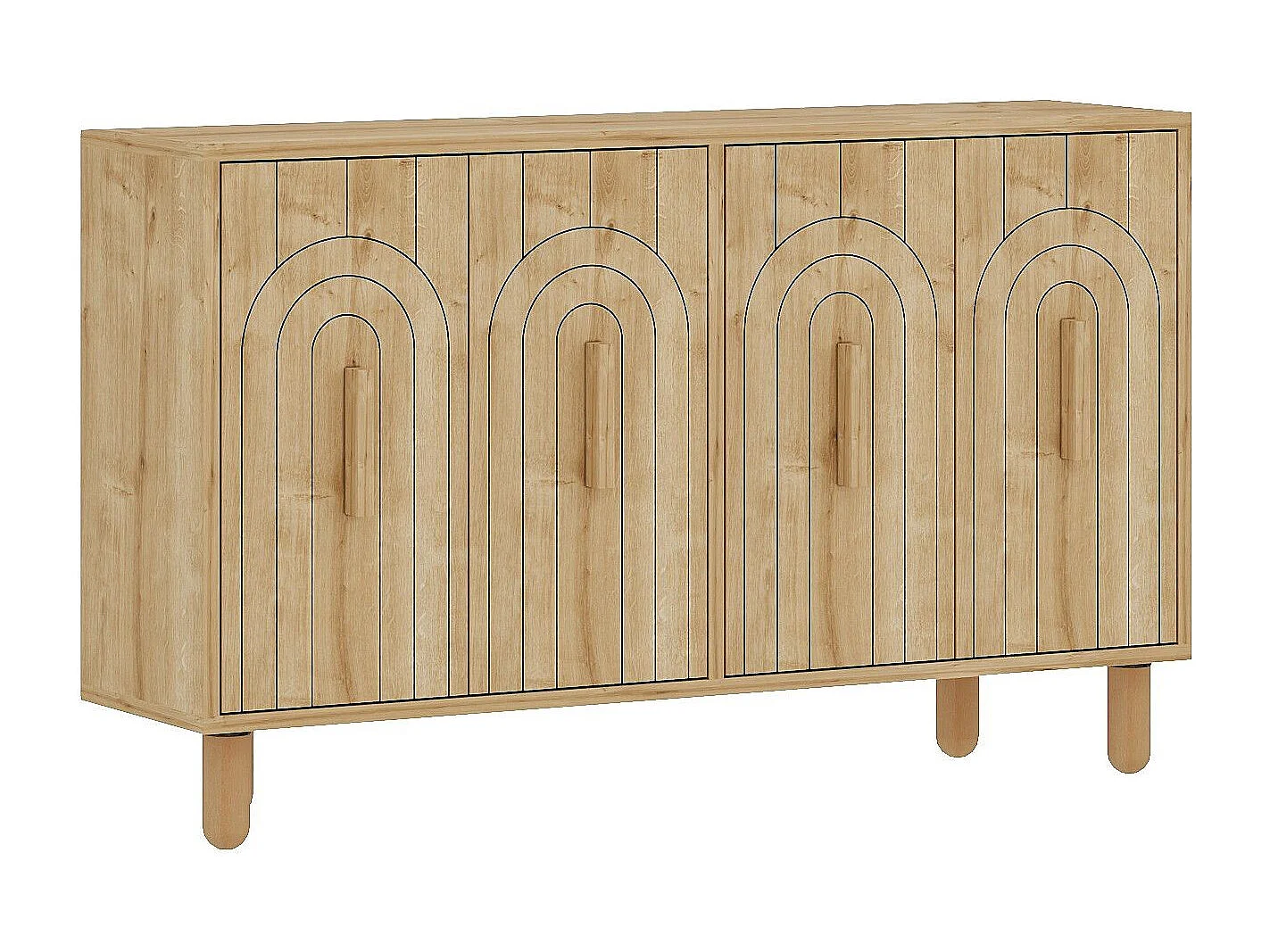 Buffet design 4 portes battantes Stivi L120cm Chêne clair