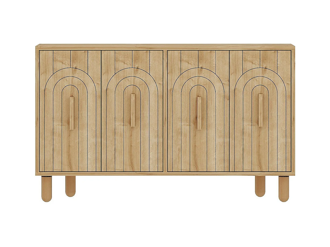 Buffet design 4 portes battantes Stivi L120cm Chêne clair