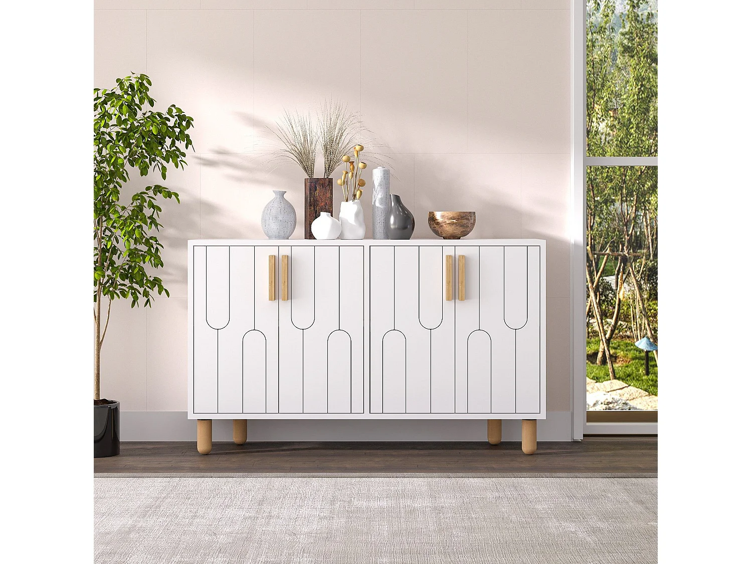 Aparador – 120 cm x 73,6 cm x 29,6 cm – Blanco – Tablero de partículas