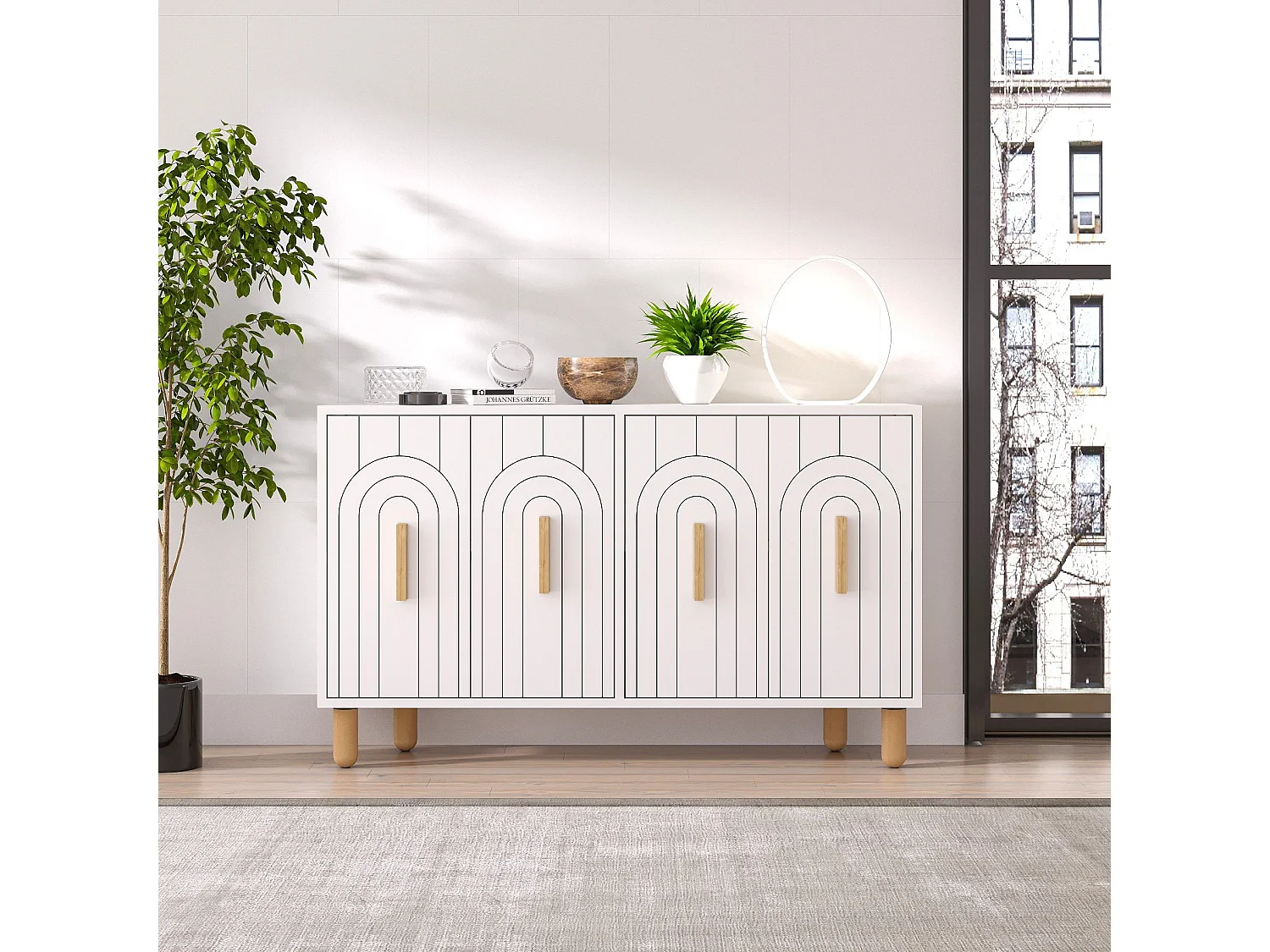 Buffet design 4 portes battantes Stivi L120cm Blanc