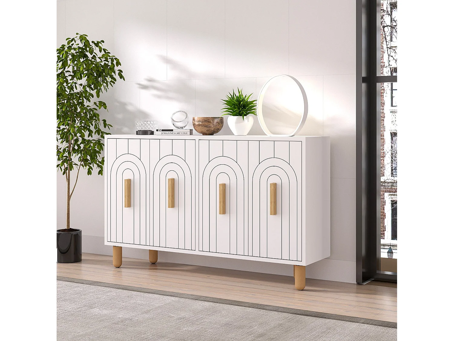 Buffet design 4 portes battantes Stivi L120cm Blanc