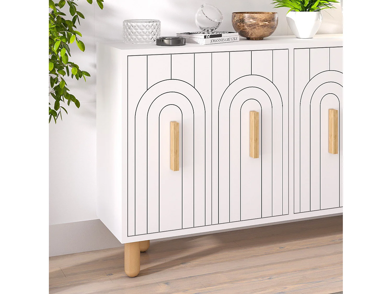 Buffet design 4 portes battantes Stivi L120cm Blanc