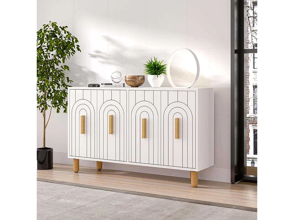 Buffet design 4 portes battantes Stivi L120cm Blanc