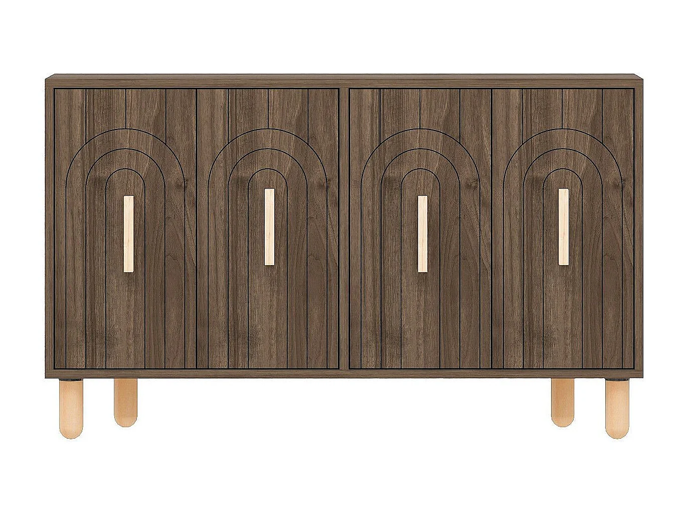 Buffet design 4 portes battantes Stivi L120cm Bois foncé