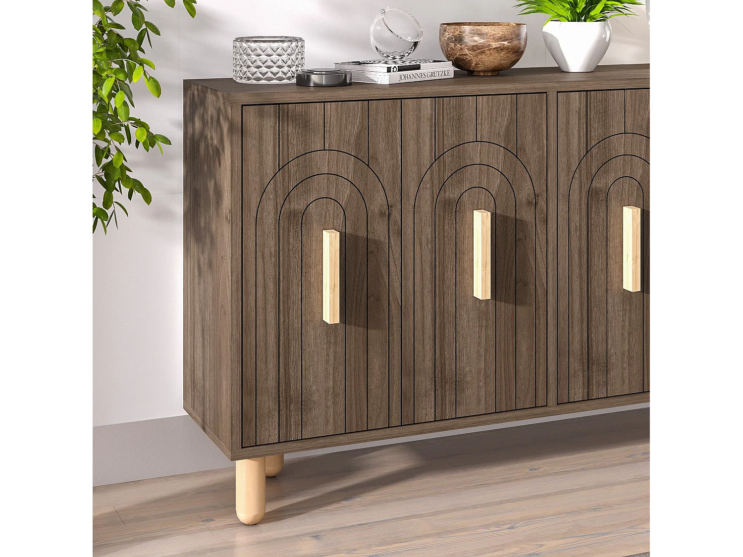 Aparador – 120 cm x 73,6 cm x 29,6 cm – Nogueira – Painéis de partículas revestidos a melamina