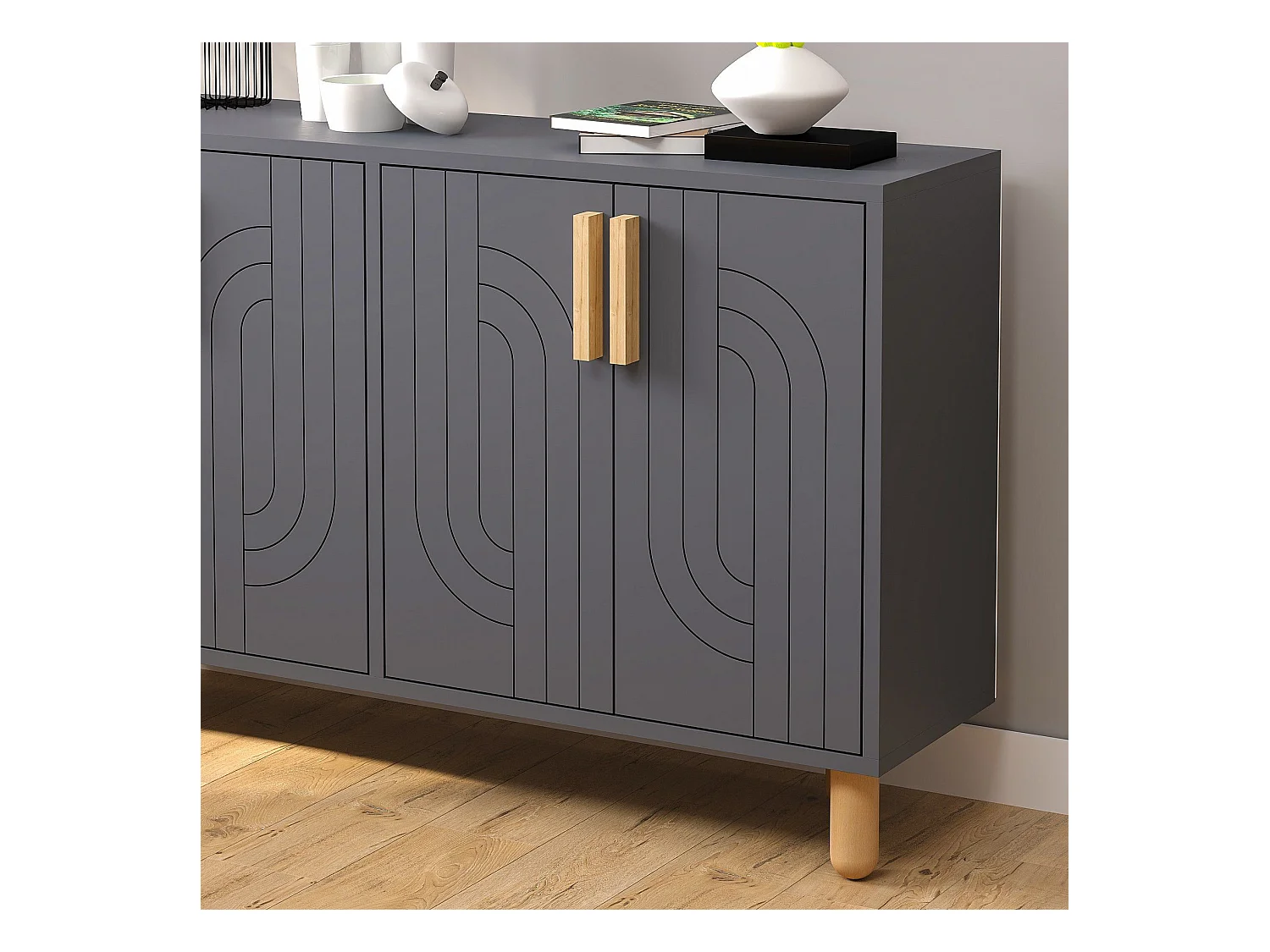 Buffet design 4 portes battantes Cerka L120cm Anthracite