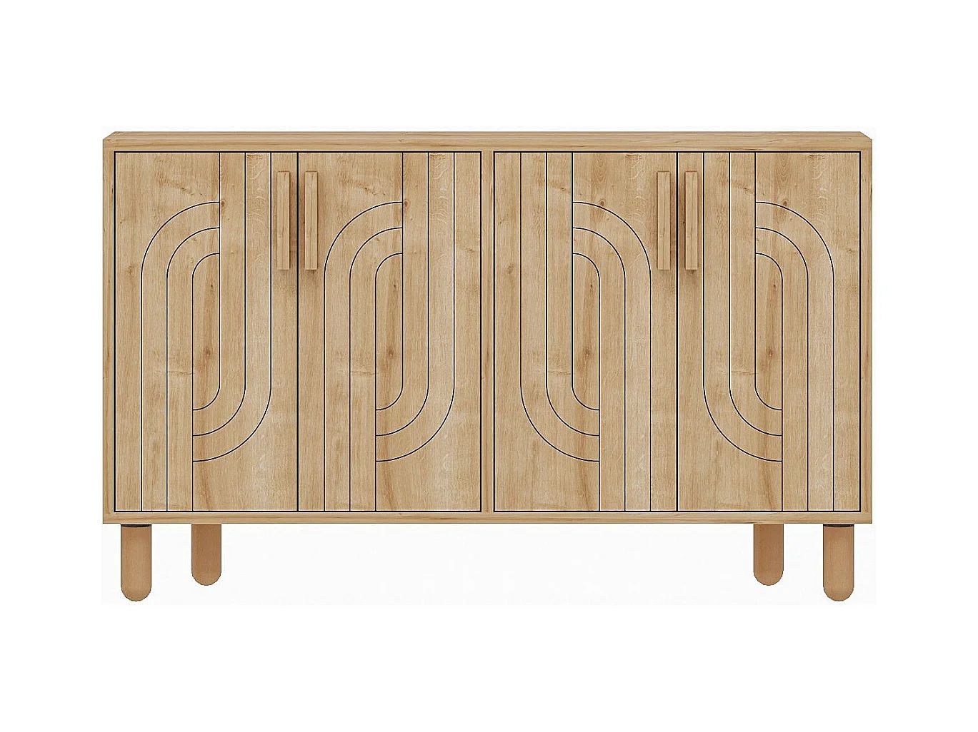 Buffet design 4 portes battantes Cerka L120cm Chêne clair