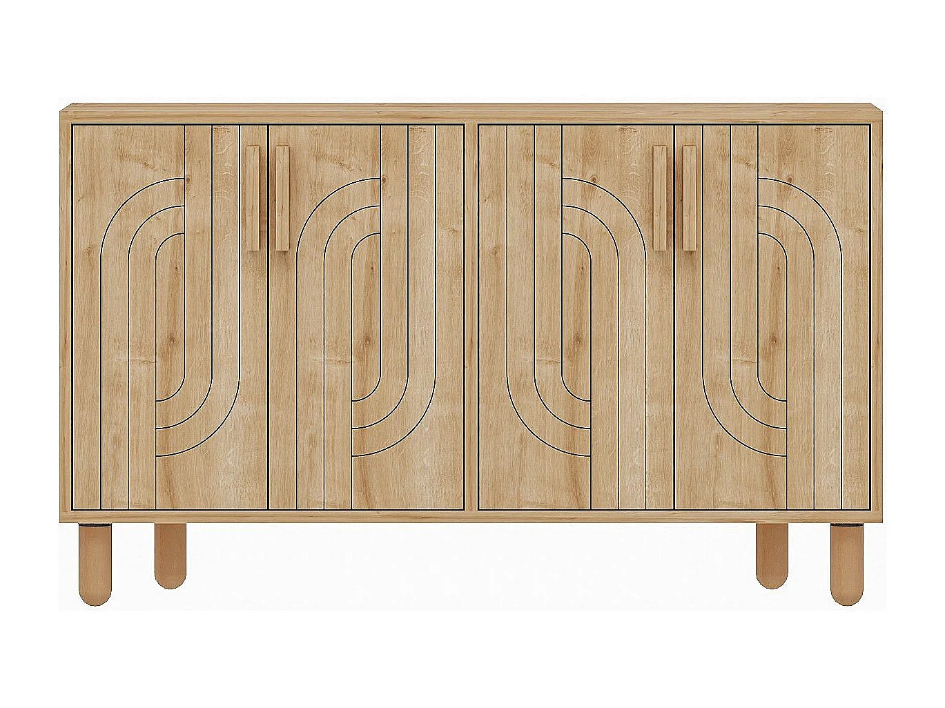 Buffet design 4 portes battantes Cerka L120cm Chêne clair