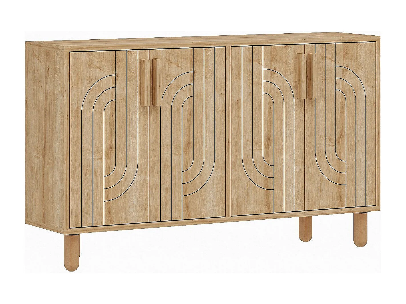 Buffet design 4 portes battantes Cerka L120cm Chêne clair