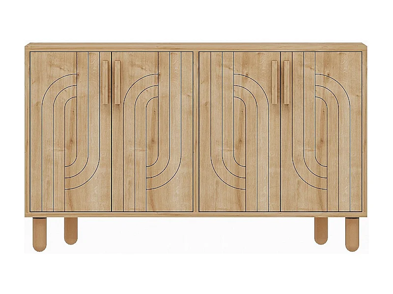 Buffet design 4 portes battantes Cerka L120cm Chêne clair