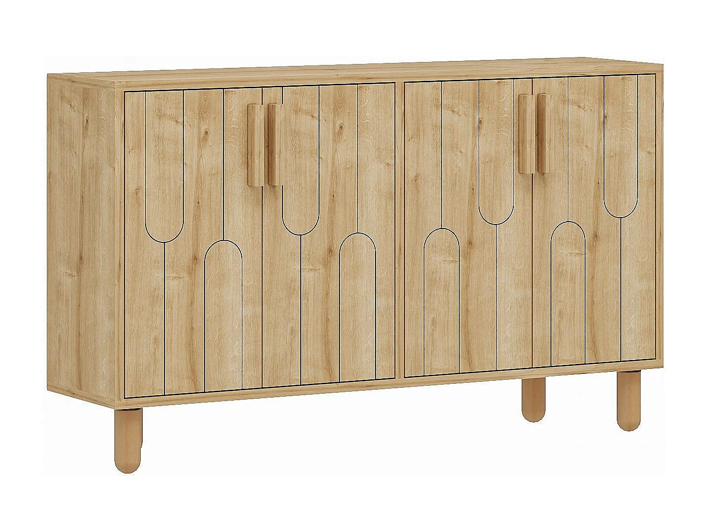 Buffet design 4 portes battantes Serka L120cm Chêne clair