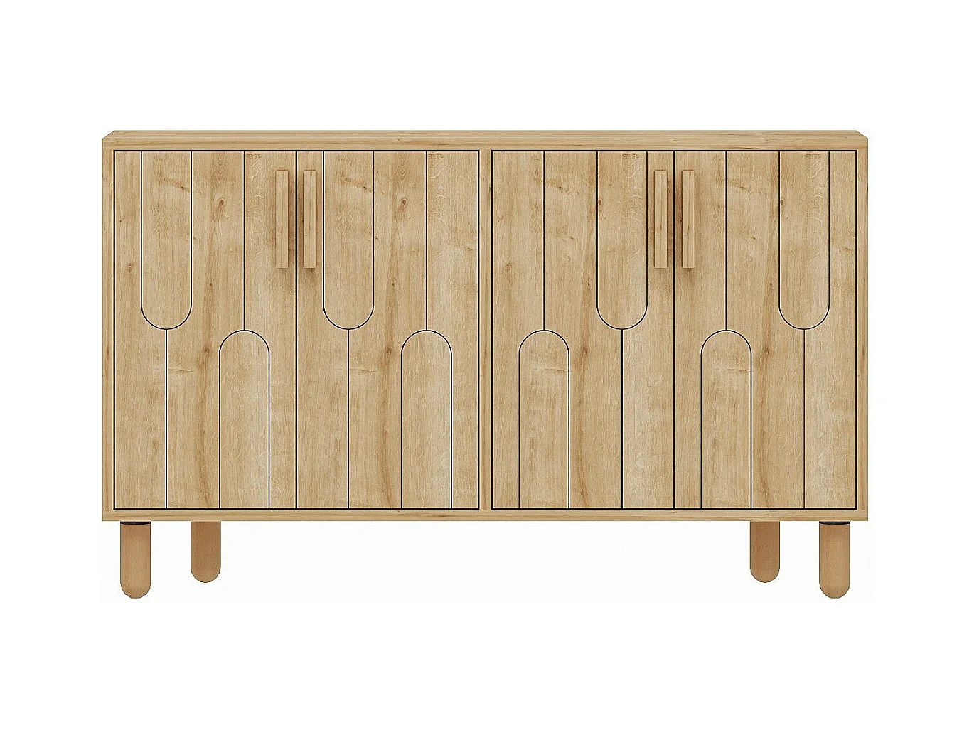 Buffet design 4 portes battantes Serka L120cm Chêne clair