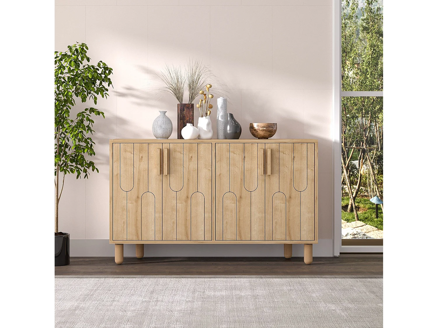 Aparador – 120 cm x 73.6 cm x 29.6 cm – Carvalho Saphire – Painel de partículas revestido a melamina