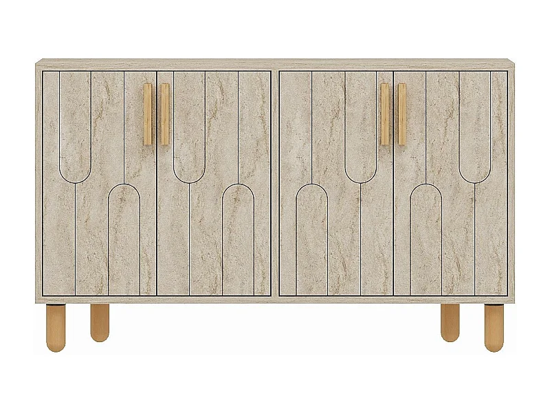 Buffet design 4 portes battantes Serka L120cm Effet travertin beige