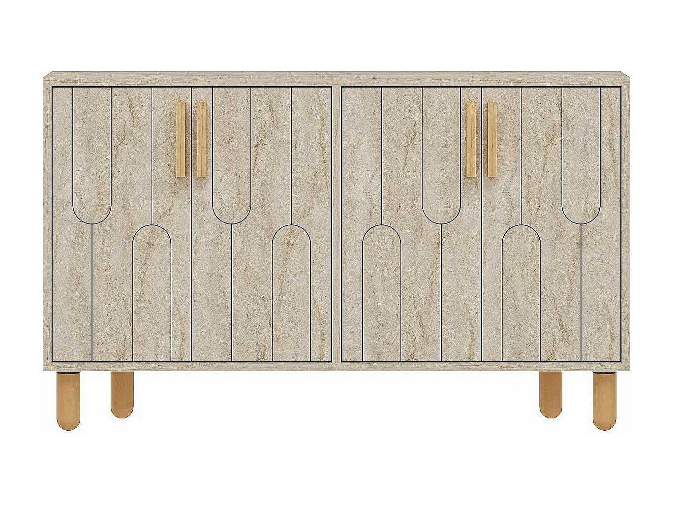 Buffet design 4 portes battantes Serka L120cm Effet travertin beige