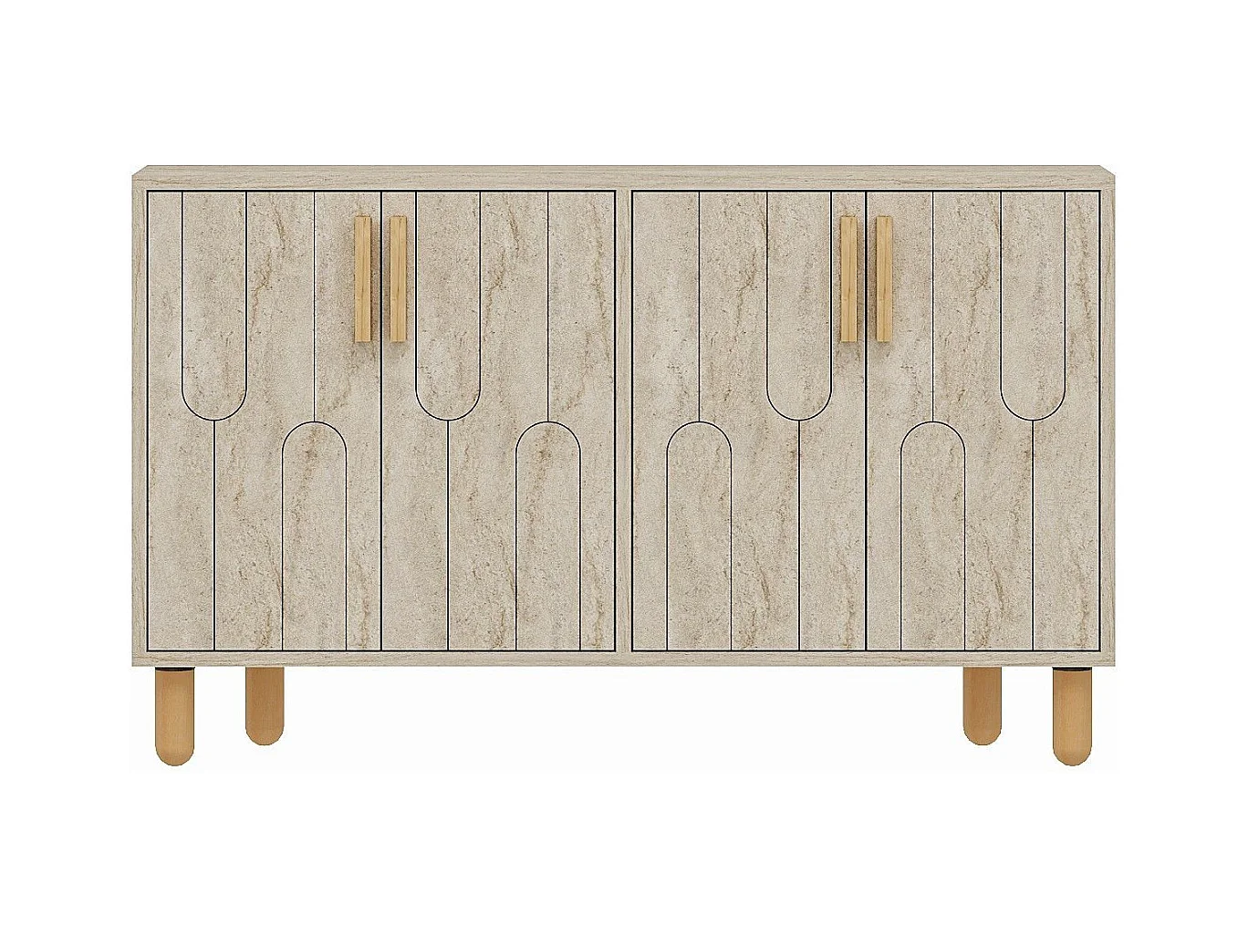 Buffet design 4 portes battantes Serka L120cm Effet travertin beige