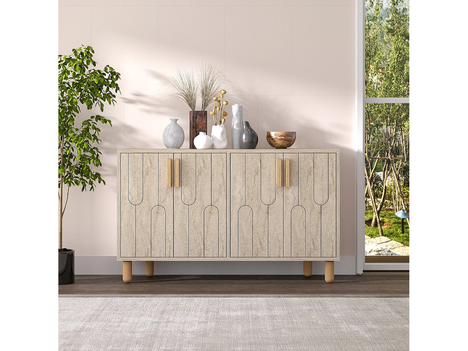 Aparador – 120cm x 73,6cm x 29,6cm – Travertino – MDF