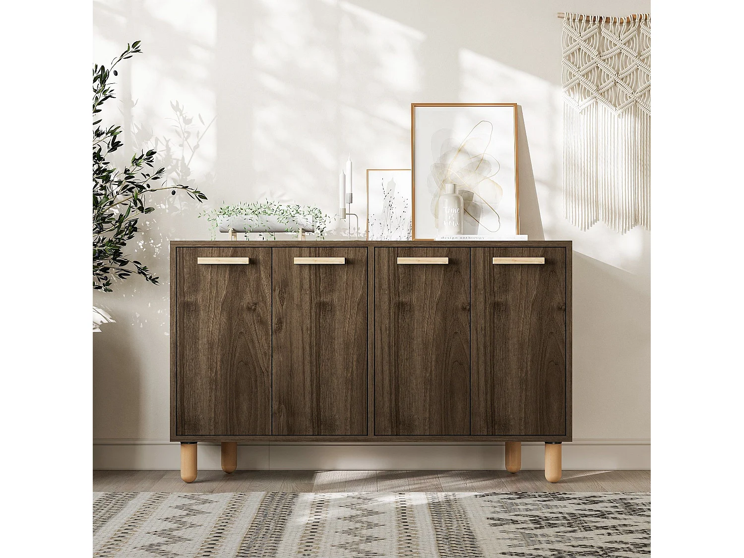 Aparador – 120 cm x 73,6 cm x 29,6 cm – Nogal – Tablero de partículas recubierto de melamina