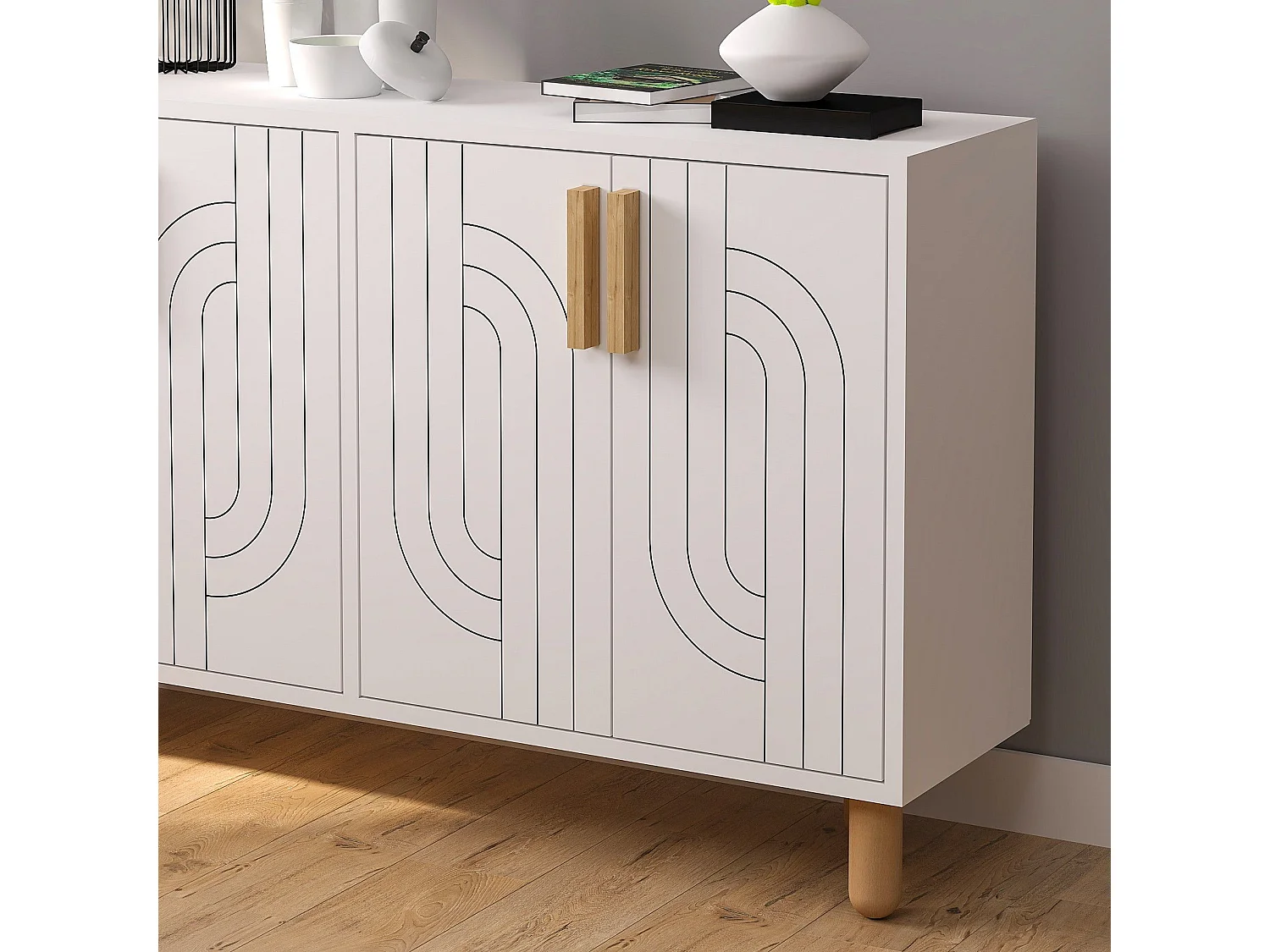 Buffet design 4 portes battantes Cerka L120cm Blanc