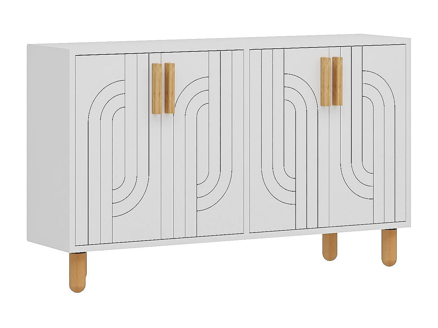 Buffet design 4 portes battantes Cerka L120cm Blanc