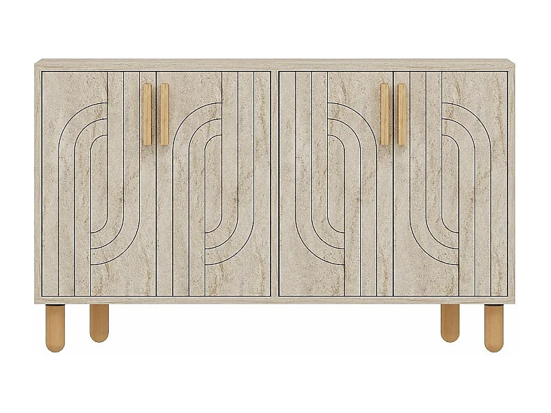 Buffet design 4 portes battantes Cerka L120cm Effet travertin beige