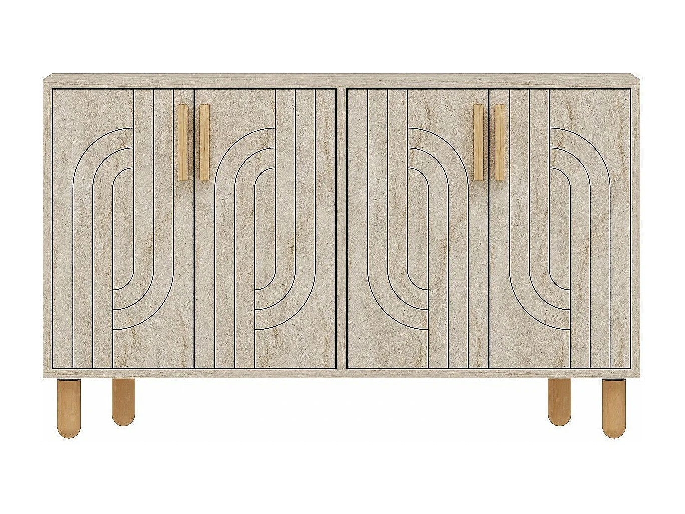 Buffet design 4 portes battantes Cerka L120cm Effet travertin beige