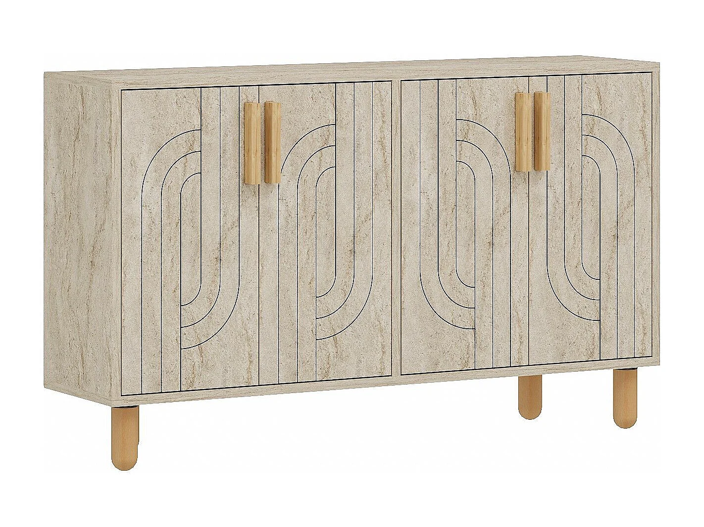 Buffet design 4 portes battantes Cerka L120cm Effet travertin beige