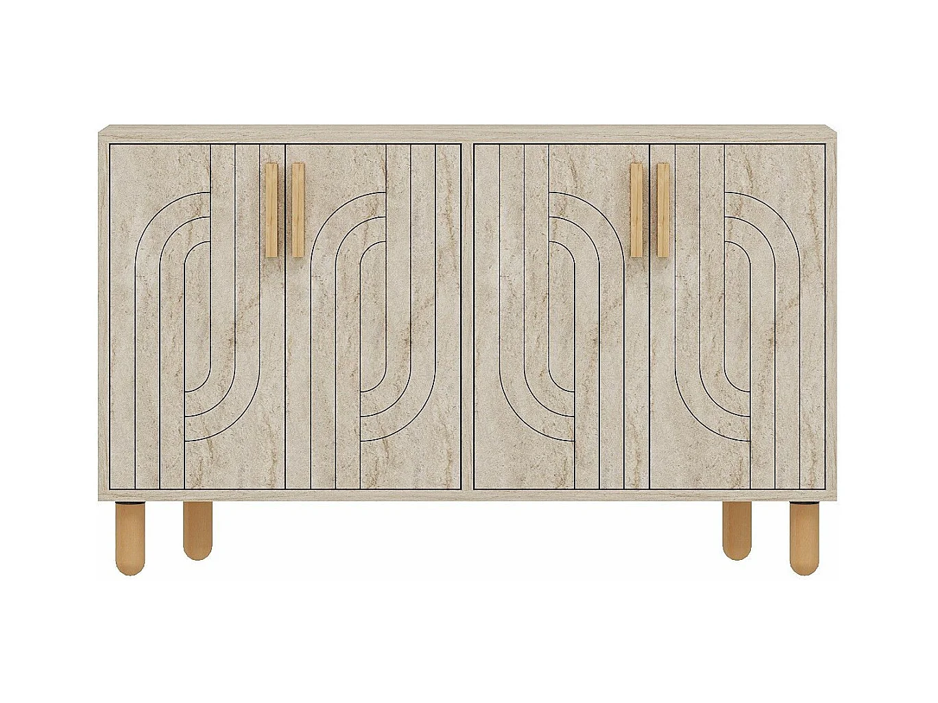 Buffet design 4 portes battantes Cerka L120cm Effet travertin beige