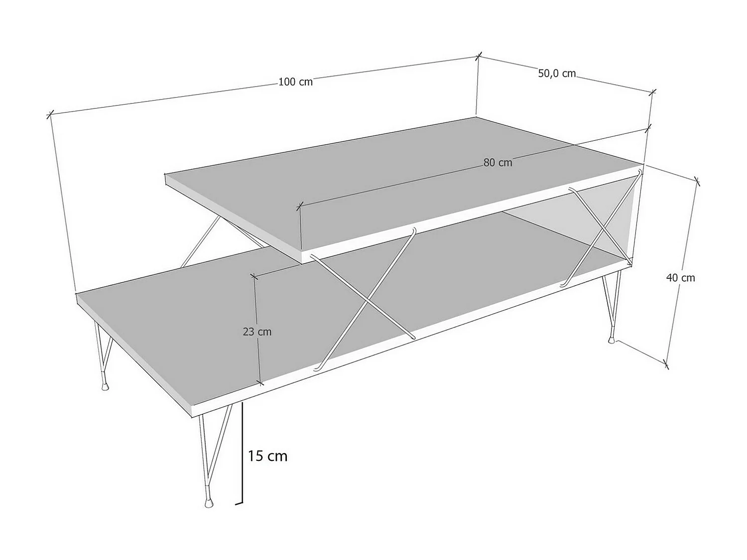 Table basse design à 2 plateaux Cayena Bois clair