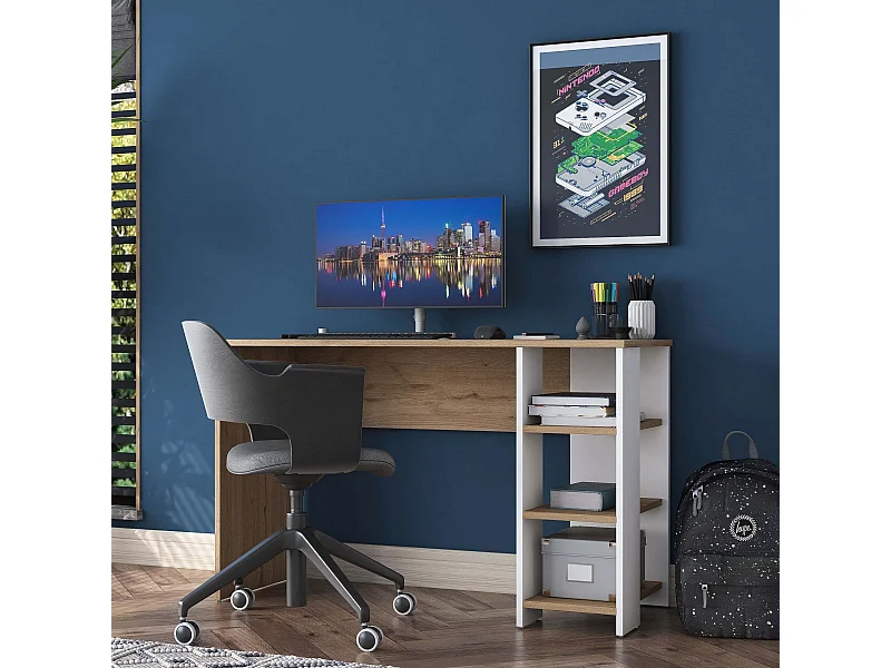 Bureau avec étagères en aggloméré Harry