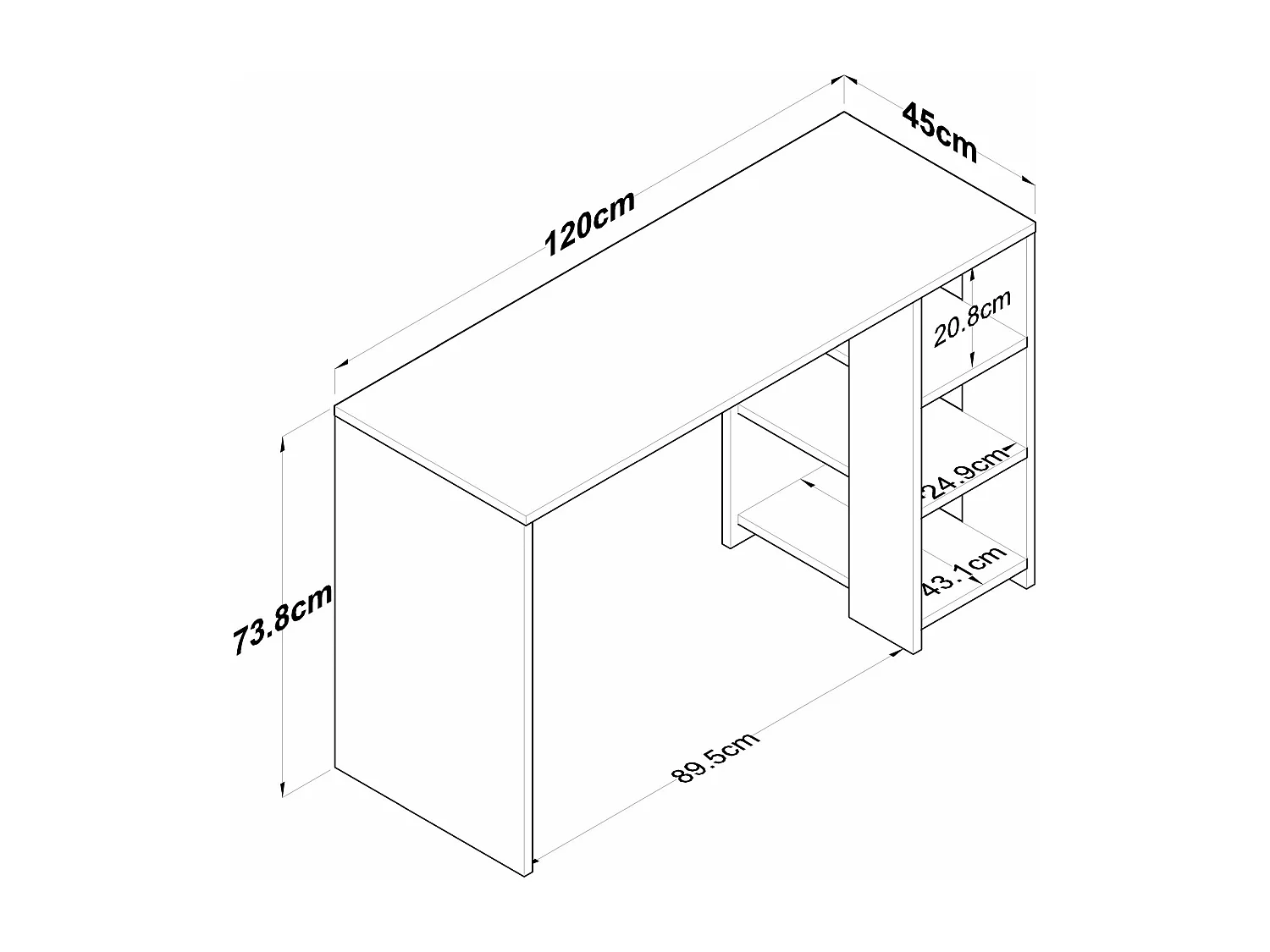 Bureau avec étagères en aggloméré Harry