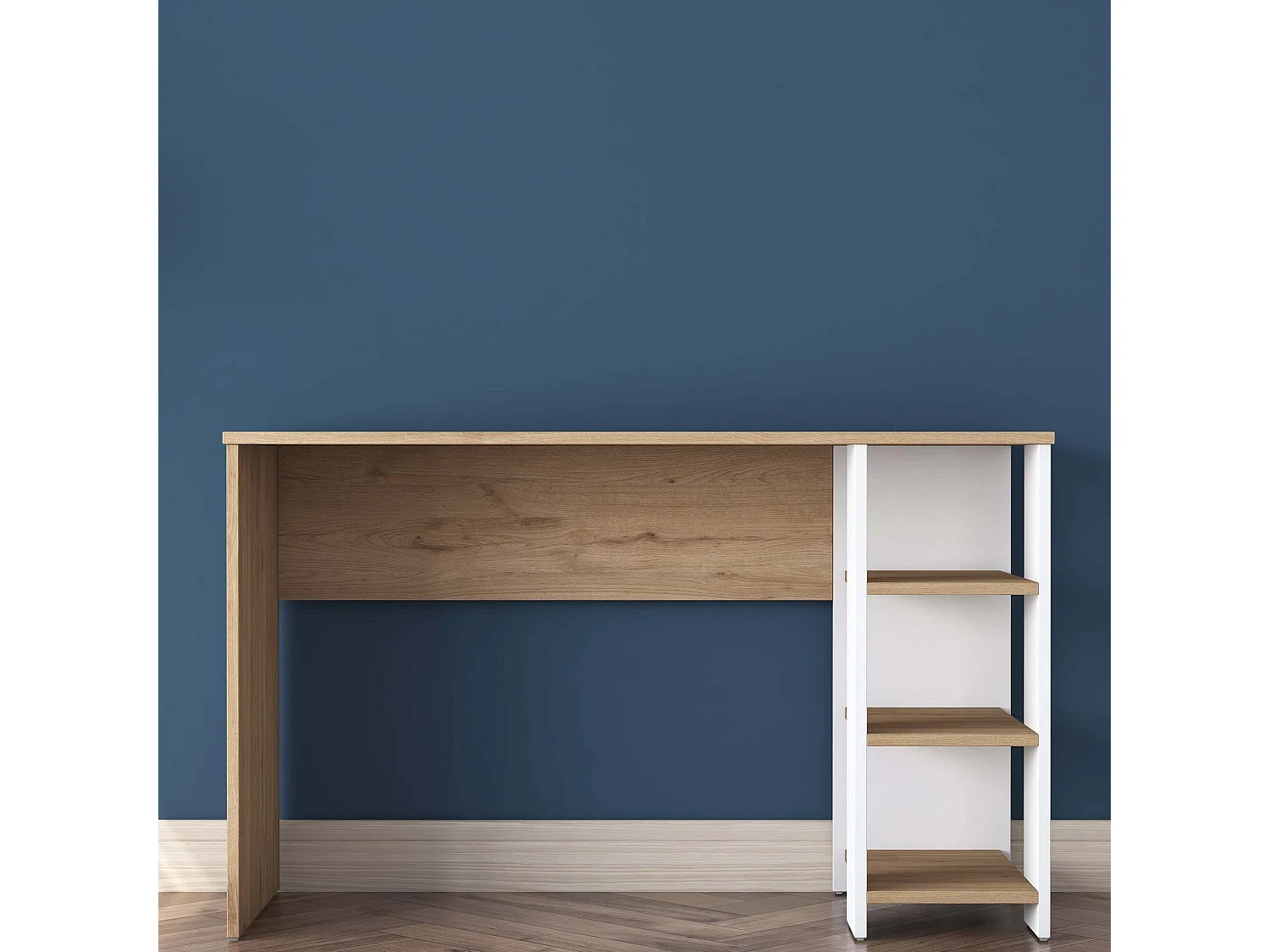 Secretária de Estudo Moderna "Arizona" em Branco e Nogueira - 120x45x73,8 cm