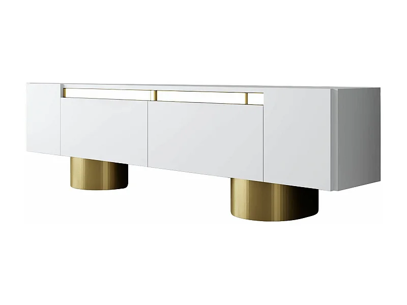 Móvel de TV – 180 x 50 x 30 cm – Branco e Dourado – Aglomerado revestido de melamina