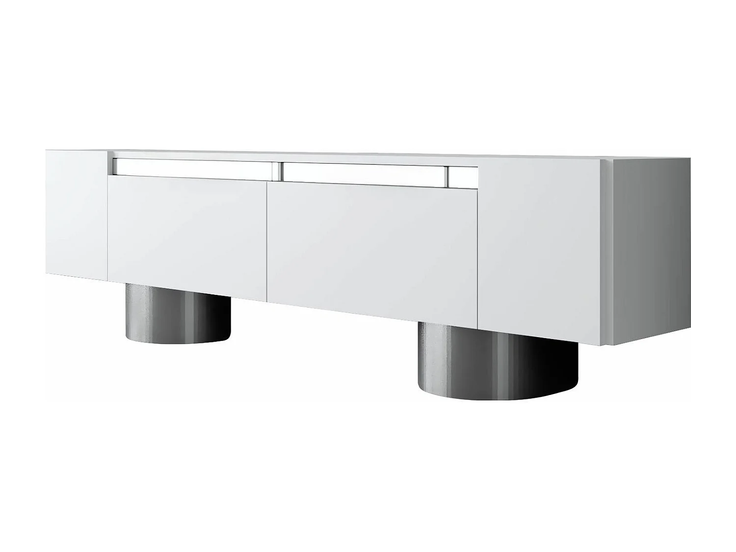 TV-meubel – 180 x 50 x 30 cm – Wit en zilver – MDF