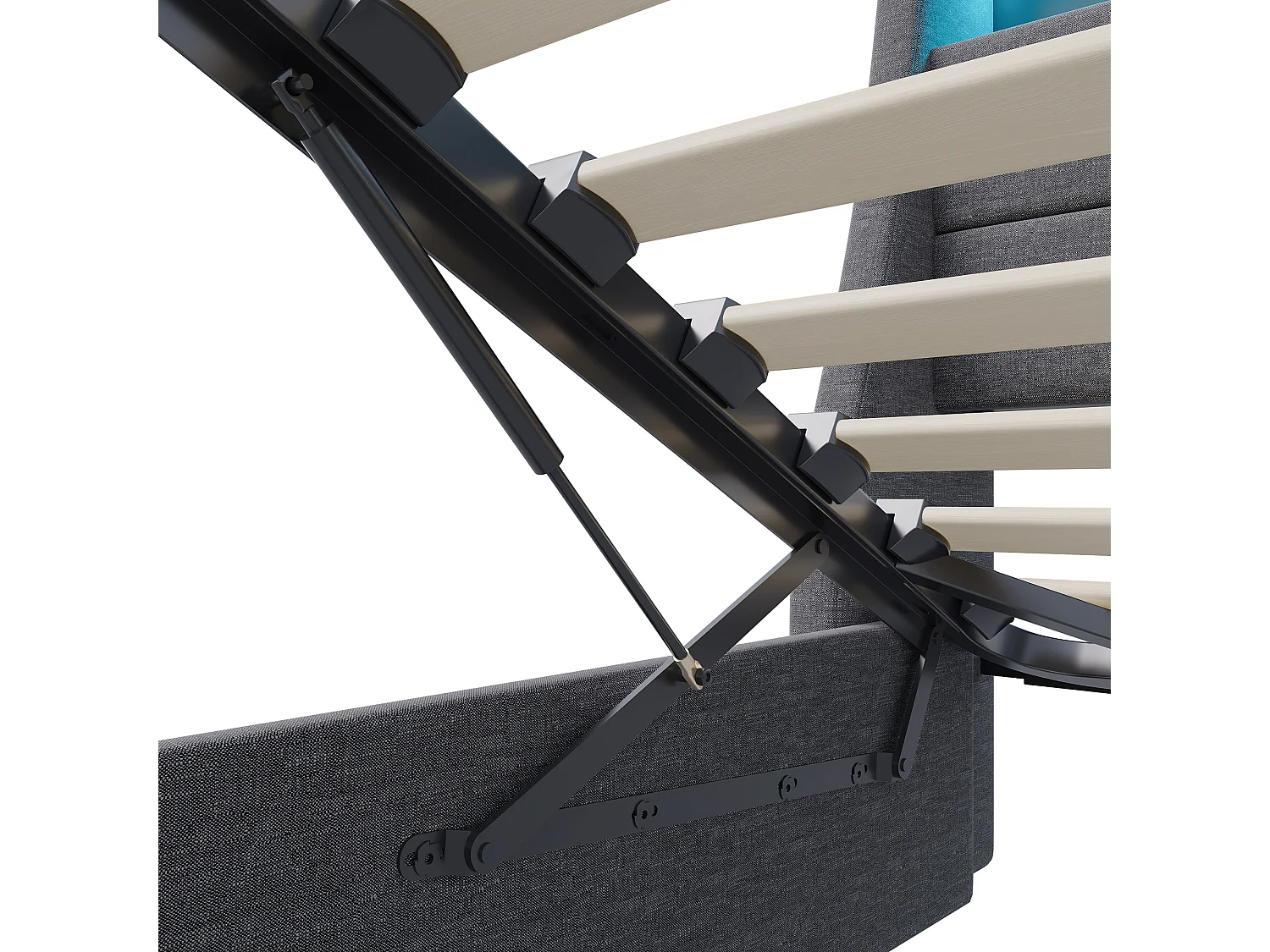 Cama tapizada de 160*200 cm con cargador Euro Gas Bar e iluminación LED, gris, lino