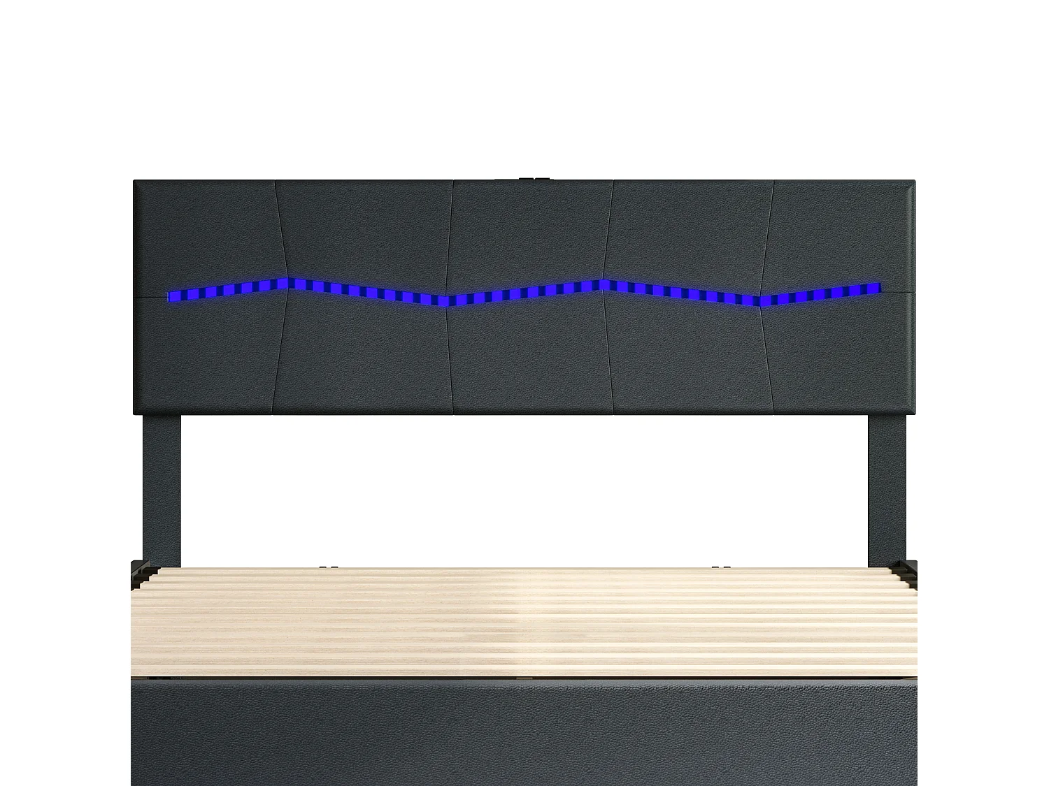 Cama plegable 140*200cm, cama hinchable doble europea, equipada con LED de colores, color negro, PU