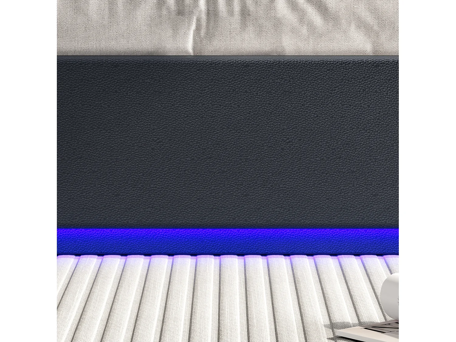 Cama plegable 140*200cm, cama hinchable doble europea, equipada con LED de colores, color negro, PU