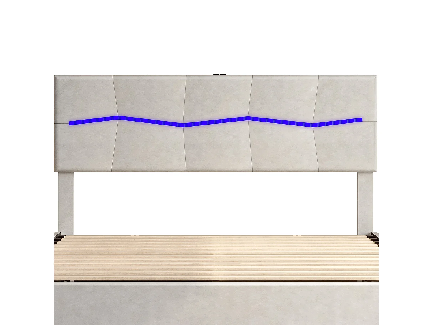 Cama inflável Euro Double Plaid, equipada com LEDs coloridos 140*200cm Bege PU