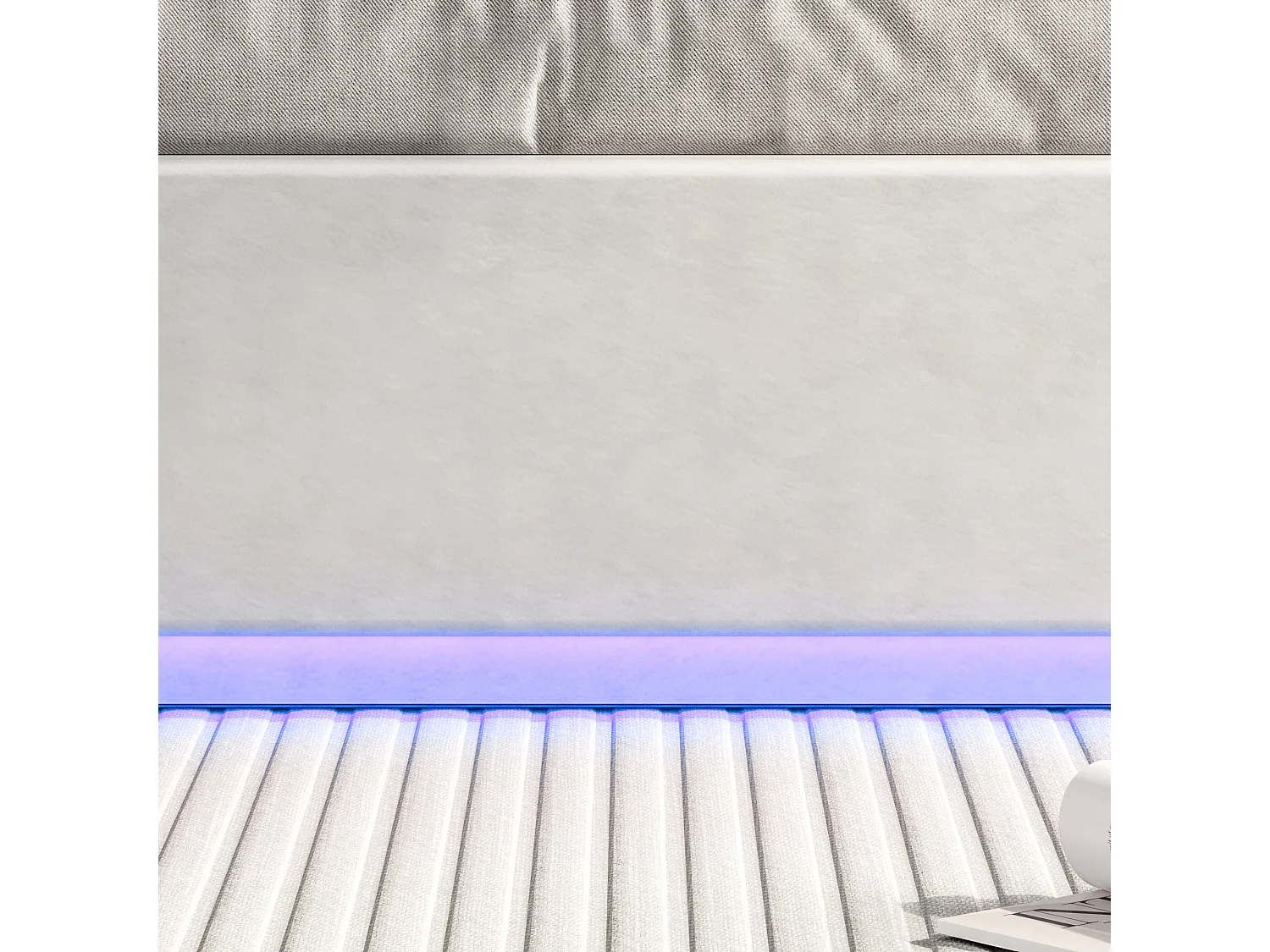 Cama inflável Euro Double Plaid, equipada com LEDs coloridos 140*200cm Bege PU