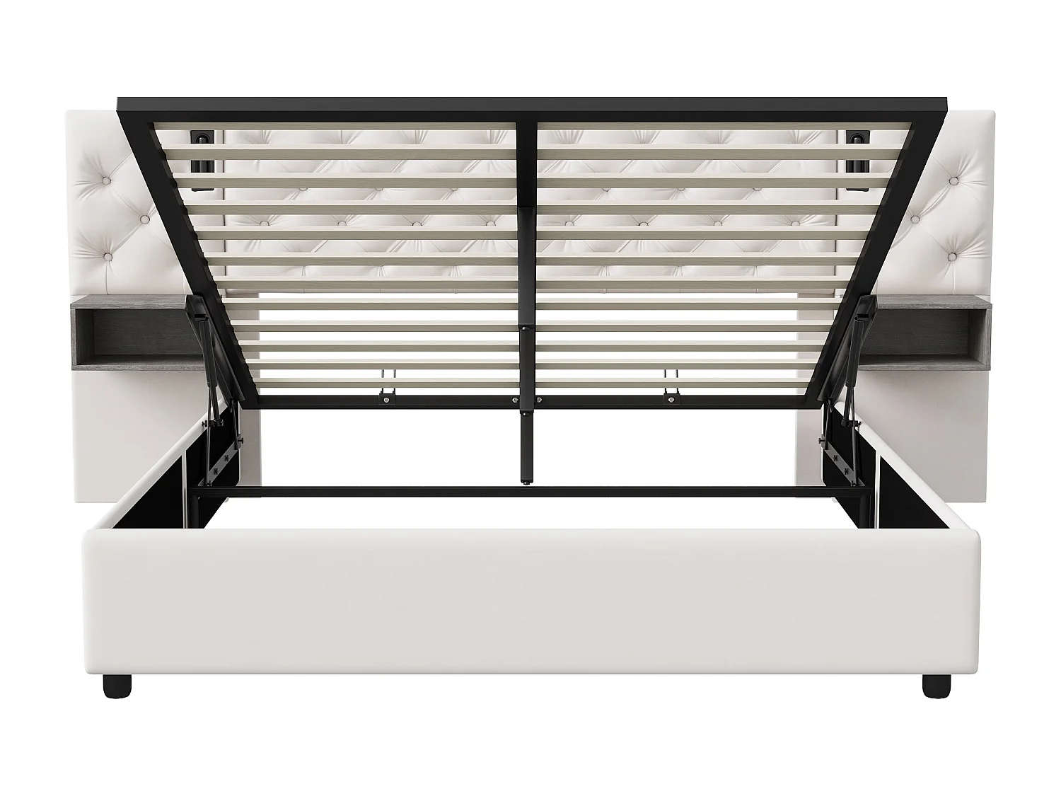 140*200 cm + com alavanca pneumática + abajur + com par de gavetas de cabeceira, bege, veludo