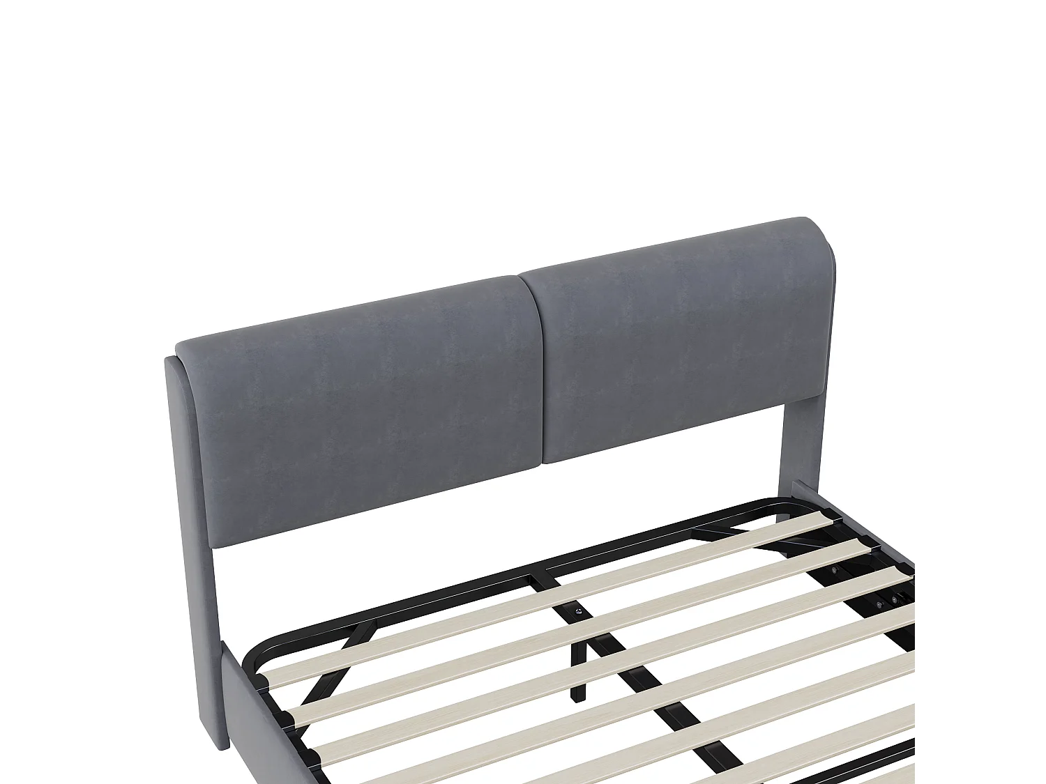 Letto matrimoniale 160*200cm, barra d'aria + striscia luminosa, grigio, velluto