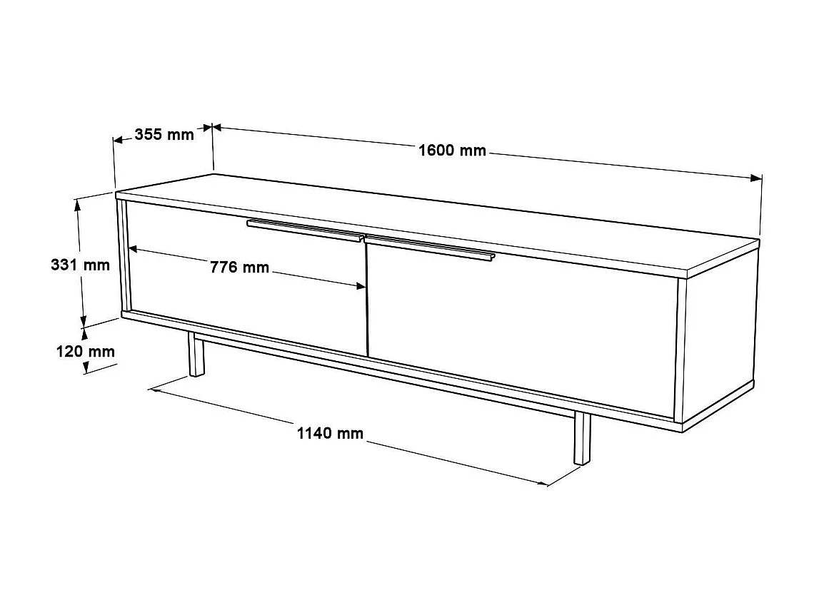 Ensemble meuble TV et table basse en aggloméré et métal Tilly
