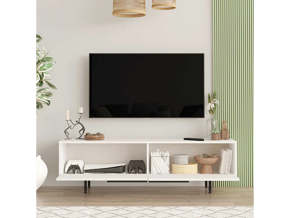 Ensemble meuble TV et table basse en aggloméré et métal Tilly