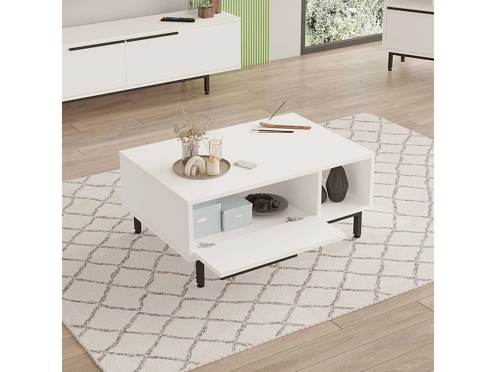 Ensemble meuble TV et table basse en aggloméré et métal Tilly