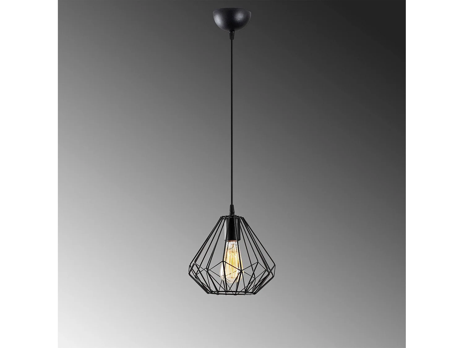 Suspension filaire diamant Vivian D23cm Métal Noir