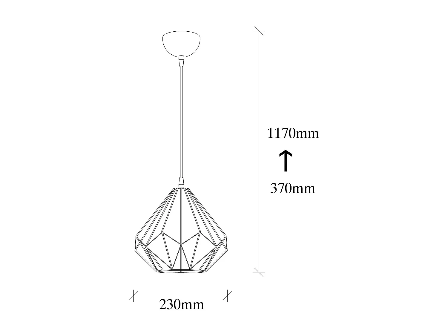 Suspension filaire diamant Vivian D23cm Métal Noir